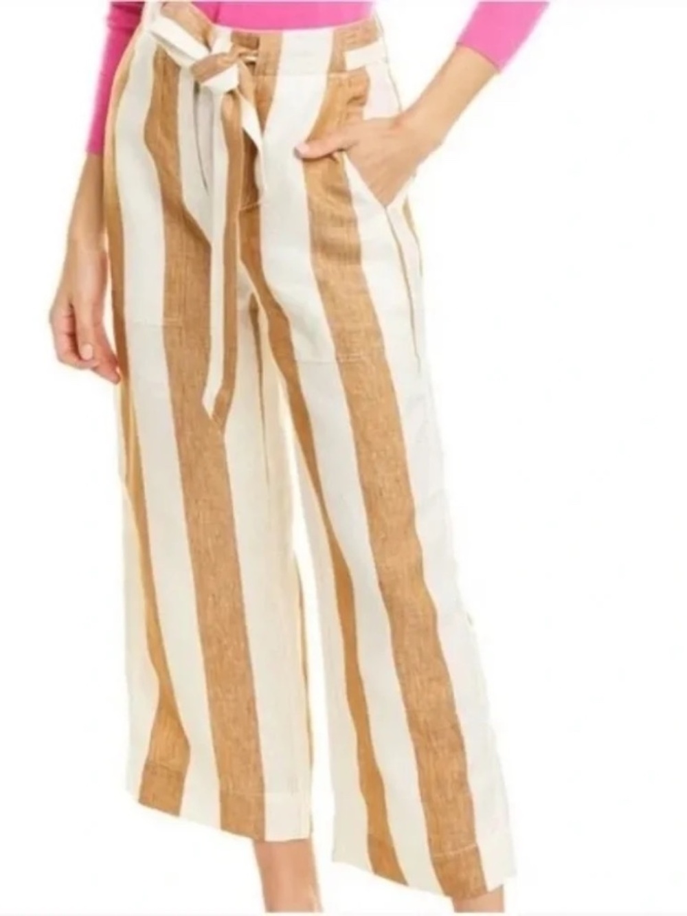 J CREW Tie Waist Crop Wide Leg Linen Pants size 02